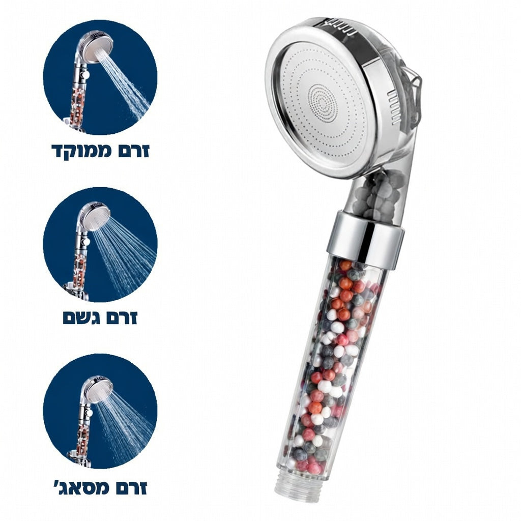RainGlow | ראש מקלחת עם פילטר ומינרלים למים נקיים יותר עבור העור והשיער