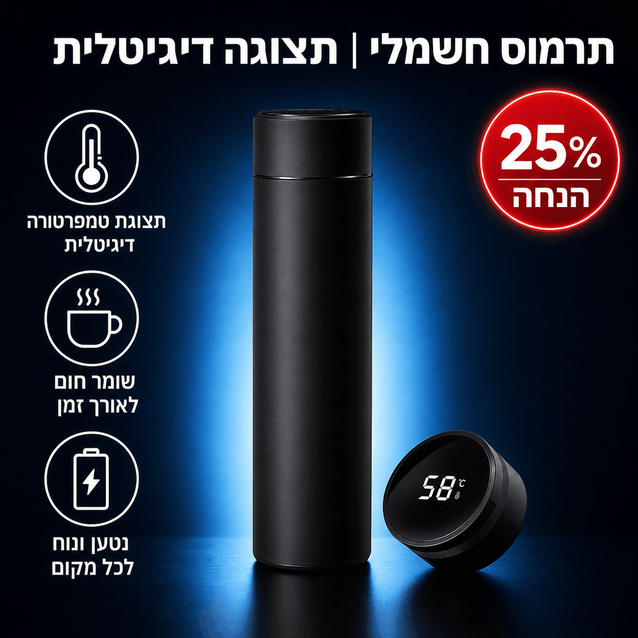 תרמוס חשמלי עם תצוגה דיגיטלית